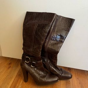 Brown knee high Italian leather boots